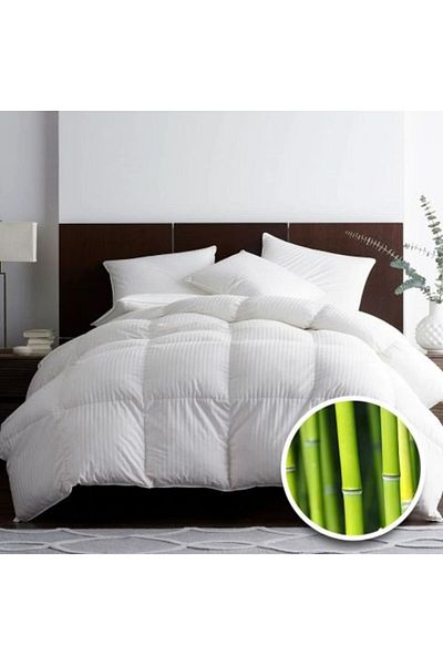 Ralex Quilted Bamboo Damask Summer Comforter 140 x 210 cm, White