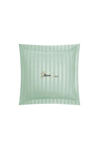HomePuls Damask Pillowcase 100% Cotton 1 cm stripe, 40 x 40 cm and 3.5 cm border hem, Mint Green