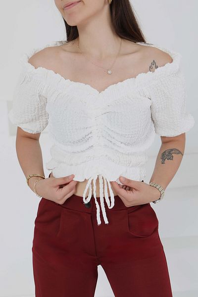 TOFİSA Buffle Gathered Crop White - 27485