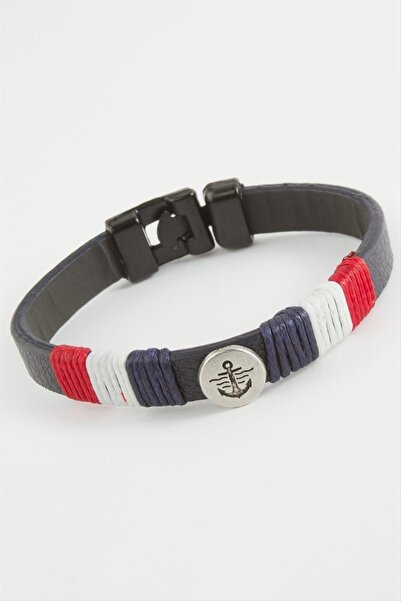 ZERO LAND Sepetim Anchor Quality Faux Leather Bracelet-Black