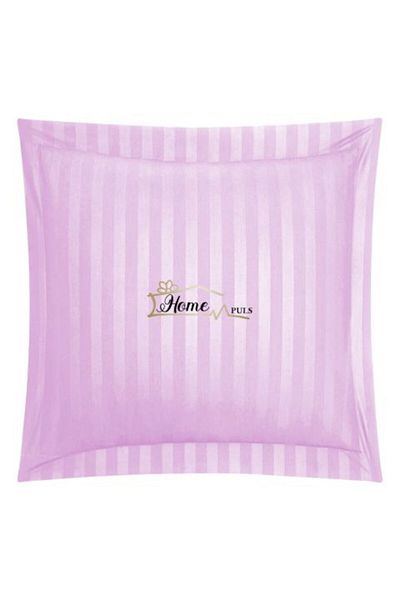 HomePuls Pillowcase Damask Cotton 100%, 1 cm stripe, 70 x 70 cm with 3.5 cm border hem, Lilac