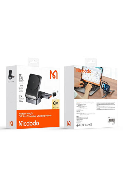 Mcdodo CH-5192 15W MagQ Qi2 3'ü 1 arada Katlanabilir Masaüstü Kablosuz Şarj Cihazı