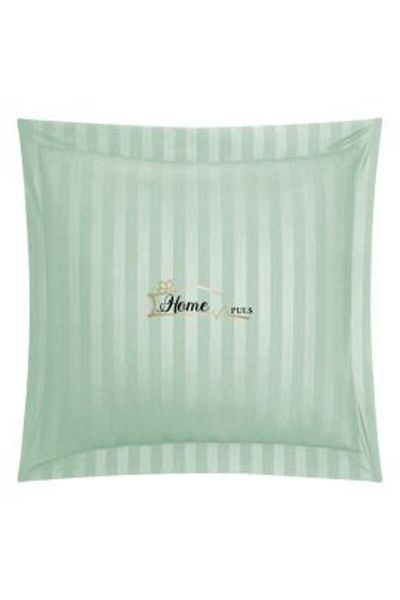 HomePuls Pillowcase Damask Cotton 100% Stripe 1 cm, 70 x 70 cm with 3.5 cm Border, Mint Green