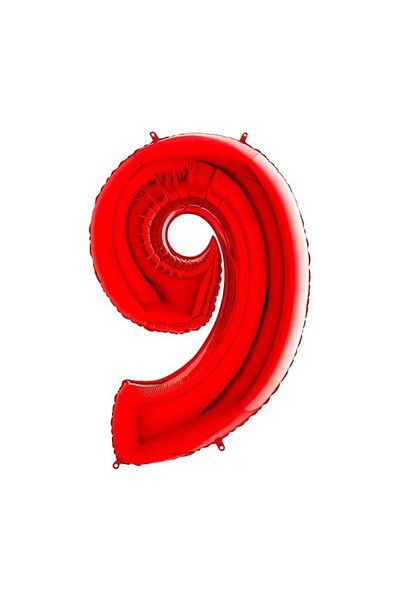 PRC Metallic red number foil balloon, height 35 cm, for birthday Model 9