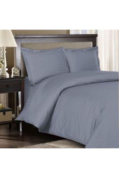 HomePuls Lenjerie king size Damasc Bumbac 100% HoReCa gros, dungă 1 cm, 4 piese, gri antracit