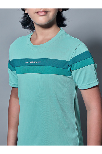 Technosport By Styli Contrast Panel Round Neck T-Shirt