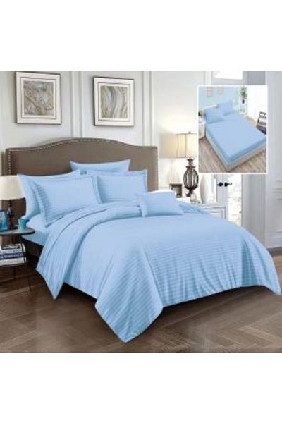 Ralex Double Bed Linen Set 6 Pieces Damask Polycotton, Blue (6 DPH 4)