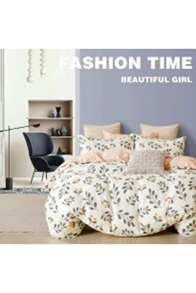 Ralex King Size Bedding Set Percalle Printed 100% Cotton 6 Pieces Copaci Beige, Pucioasa