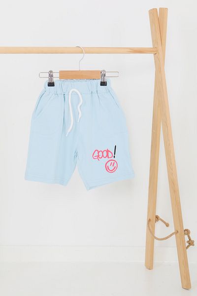TOFİSA Girl's Baby Blue Printed Shorts - 27460