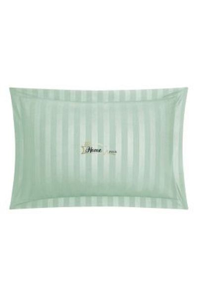 HomePuls Pillowcase Damask Cotton 100% stripe 1 cm, 50 x 70 cm with 3.5 cm border trim, Mint Green