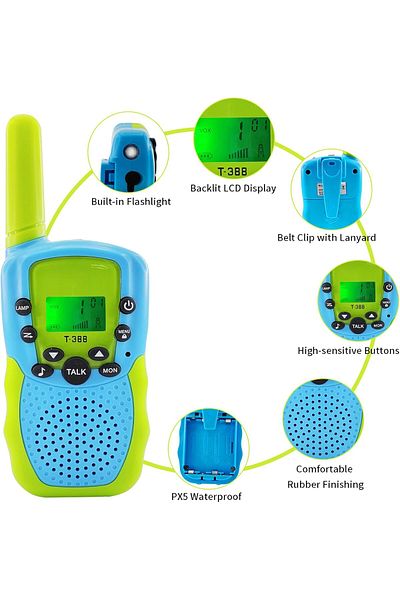 Saharaz Kids Walkie Talkies,22 Channels 2 Way Radio Toy with Backlit LCD Flashlight,for Outdoor Camping