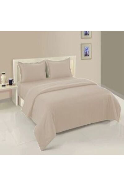 HomePuls Bed Linen with Elastic Sheet Damask Polycotton Stripe 1 cm for Mattress 180x200 cm Cappuccino Beige