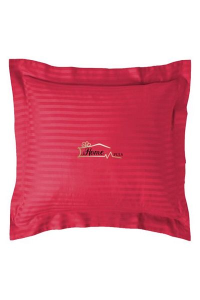 HomePuls Pillowcase Polycotton Damask Stripe 1 cm, 70 x 70 cm with 3.5 cm Border Hem, Persian Red