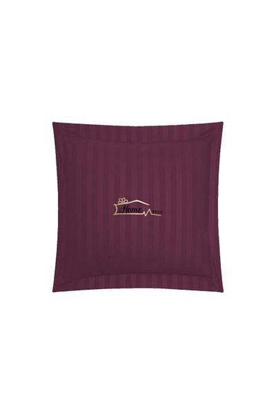 HomePuls Damask pillowcase 100% cotton, 1 cm stripe, 40 x 40 cm and 3.5 cm border hem, Purple