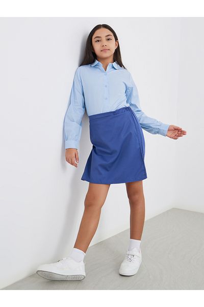 Styli Girls Light Blue Peter Pan Collar Shirt