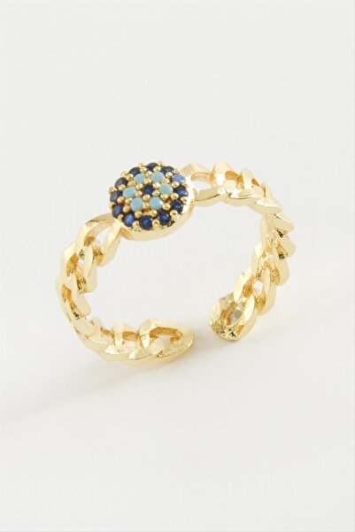 ZERO LAND خاتم دبليو-دي-ديرين نازار مرصع بحجر الزركون - أصفر