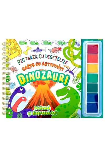 Editura Flamingo Junior Dinozauri. Picteaza cu degetelele. Carte cu activi