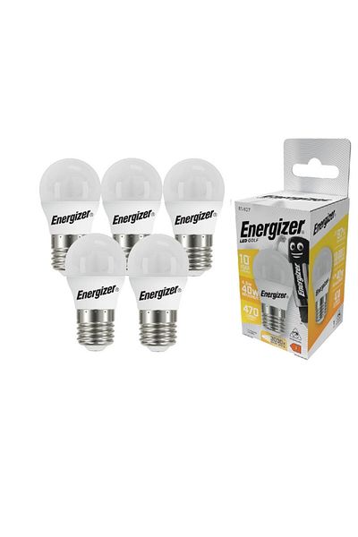 Energizer Set 5 becuri LED mini Energizer, 4.9W, E27, 470 lumeni, 3000K, lumina calda, clasa energetica F
