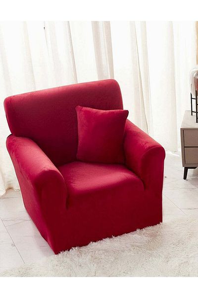 trendyhome Elastic Velvet Cover, Armchair, UNI, Red, J10975
