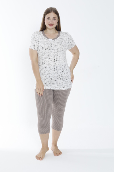 Cotpark Women's Plus Size Lycra Viscose Fabric Bottom-Top Capri Suit 14096