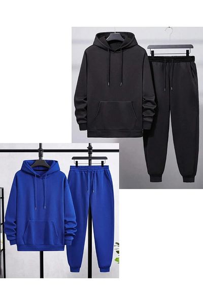 DAXİS Sportwear Company 2-Pack Unisex Large Size Hooded Tracksuit Set Daxi̇s Sportwear Company