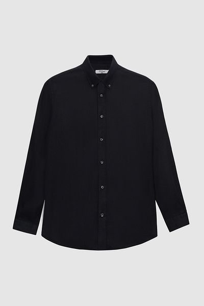 D'S Damat Cămașă Ds Damat Comfort neagră simplă 100% in