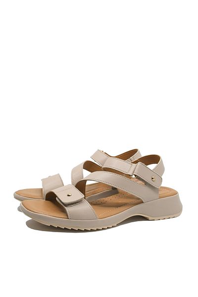 PASS Collection Sandale casual din colecția Pass, piele bej, barete reglabile
