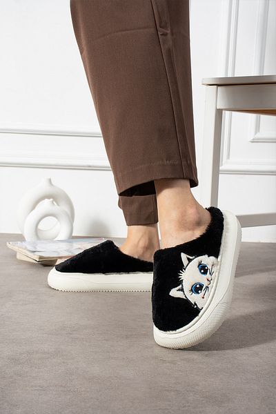 Polomia Comfort Poppy Berlin Γυναικεία φιγούρα Χαριτωμένη πιτζάμες με μοτίβο γάτας βελούδινη ελαφριά αντιολισθητική βάση Eva χειμερινές παντόφλες