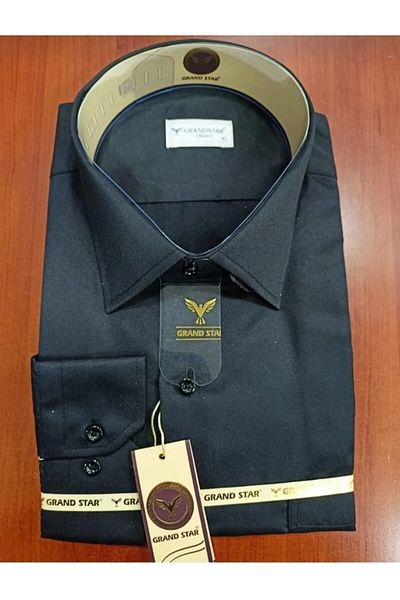 Grand Star Güncüoğlu Battal Size Cotton Satin Fabric Long Sleeve Classic Men's Shirt with Pockets