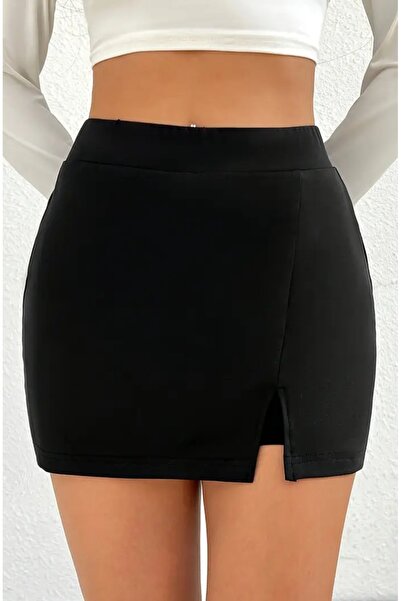 CARABO MODA Likralı tek yırtmaçlı şort etek