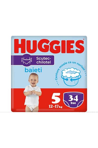 Huggies Scutec chiloțel pentru băieți numărul 5, 12-17 kg, 34 buc