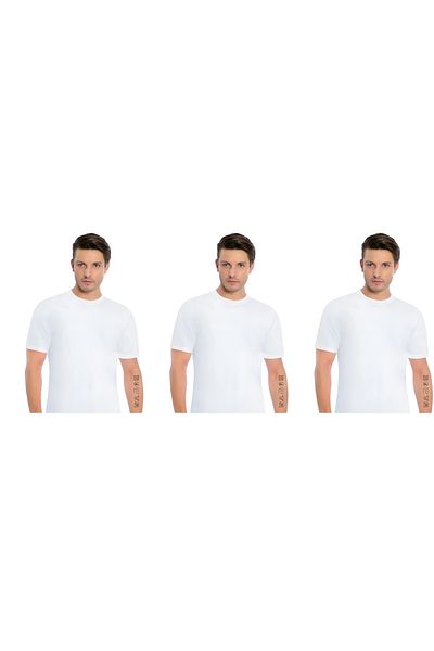 İki Yıldız Men's Modal O-Neck Short Sleeve T-Shirt 3 Pack 3042