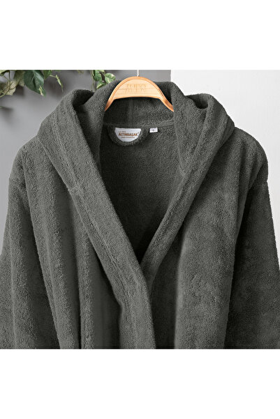 Altınbaşak Dolce Microcotton Kapşonlu Unisex Bornoz Antrasit