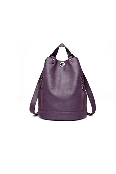 OEM Women's backpack, medium size, modern design, premium eco-leather, light purple