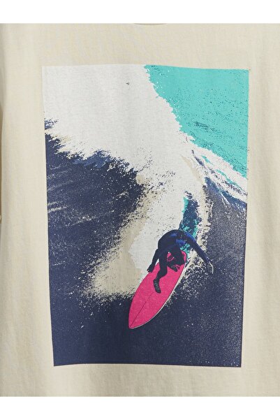 GAP Erkek Çocuk Krem Grafik Baskılı T-Shirt