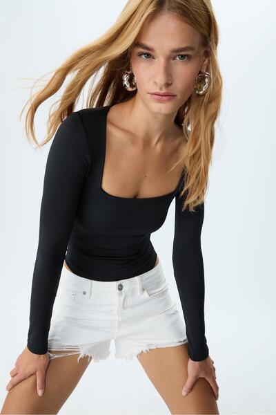 Stradivarius Polyamide bodysuit with square neckline