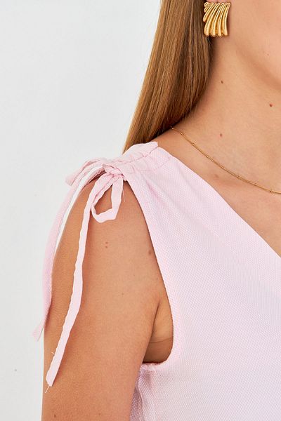 armonika Rochie de damă, pudră, cu decolteu în V, cu volane, fără mâneci, cu șireturi ARM-25Y001061