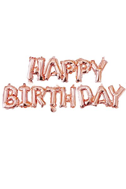 idei Σετ μπαλονιών αλουμινίου, Happy Birthday, ροζ χρυσό