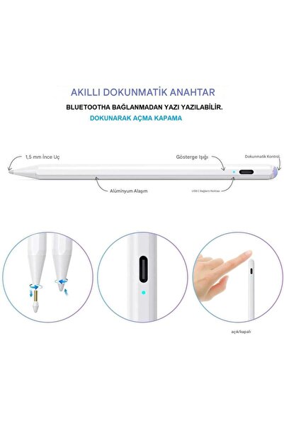 Covpor iPad 11/10.Nesil ve tüm İpadler İçin Uyumlu Avuç Içi Reddi Dokunmatik Çizim Kalemi