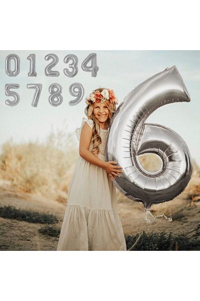 OEM Giant number balloon, silver foil, height 102 cm, anniversary Model 0