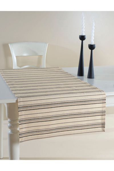 ÖDEL BULDAN Thin Jacquard Buldan Linen Runner-Black&Gray