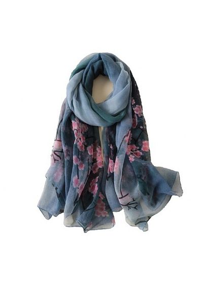 TopToday Eșarfă fină pentru femei, 180x145cm, poliester, imprimeu floral, multicoloră