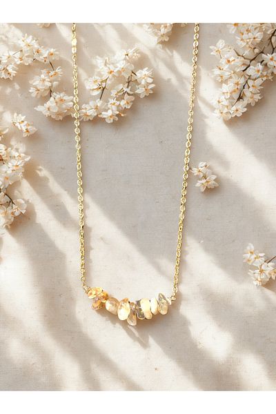 ayrestyle Citrine Natural Stone Jewelry Set - Necklace, Bracelet and Earrings - 3-Piece Bijoux Energy Set