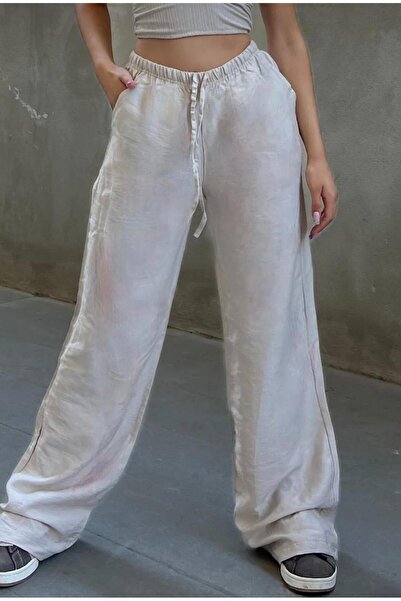 OurStyles N.E.W _ Women's High-Waist Seasonal Linen Waist Elastic Tie-Up Comfortable Palazzo Pants