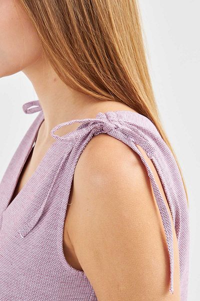 armonika Rochie de damă Bordeaux cu decolteu în V cu volane, fără mâneci, cu umeri, ARM-25Y001061