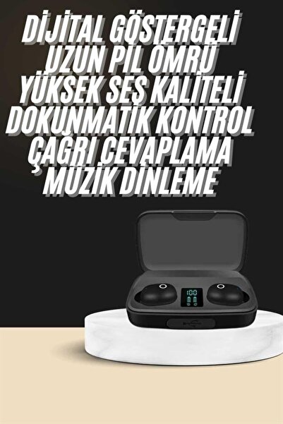 UCUZTEKNO Kablosuz Dijital Göstergeli Çağrı Cevaplayabilen TWS 5.0 Bluetooth ...