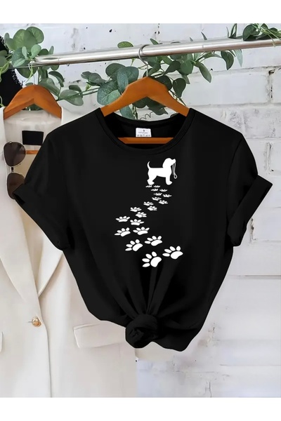 FUFLUNS تي شيرت برقبة دائرية كبيرة الحجم مطبوع عليه PATILI ROAD