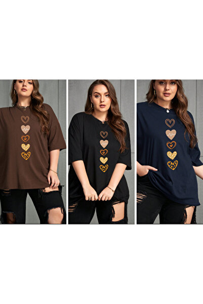 Lider Leather KADIN OVERSİZE 3'LÜ PAKET T-SHİRT