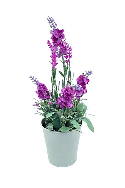 Koopman Planta artificiala Lavanda, Azay Design, in ghiveci alb metallic, culoare roz, inaltime 28cm