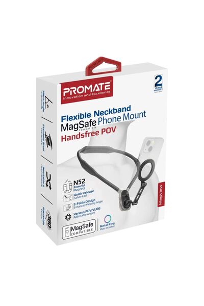 Promate Flexible Neckband MagSafe Compatible Phone Mount for Handsfree POV